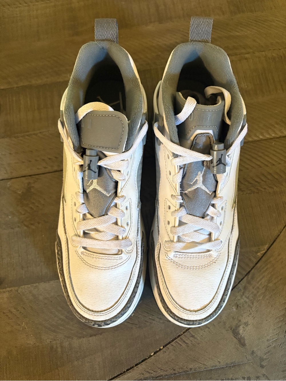 Jordan White and Gray Low-Top Sneakers